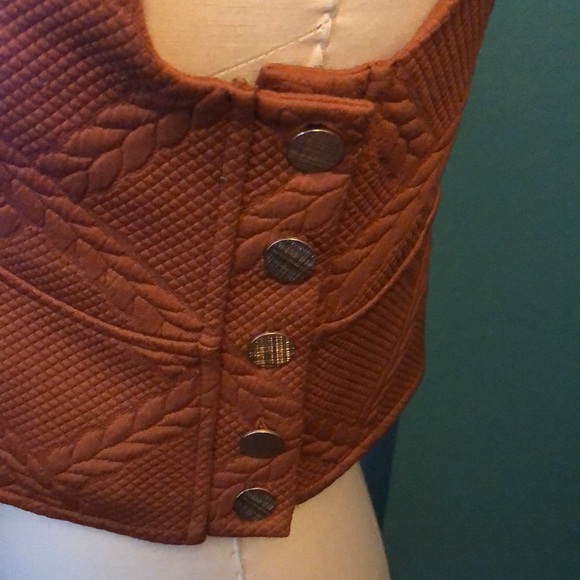 Maeve by Anthropologie Brown cropped V neck quilted vest - Picture 4 of 6